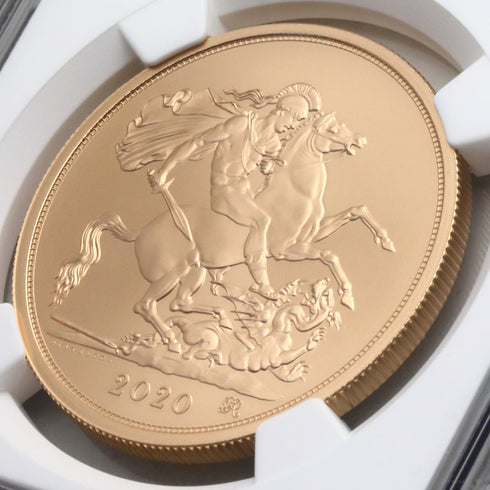 イギリス 2020年 エリザベス2世 ジョージ3世 没後200周年記念 5ポンド金貨 Privy MS70 MATTE:6027722-018-UNIVERSAL COIN